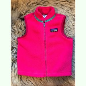 Pink Patagonia baby fleece vest 12M